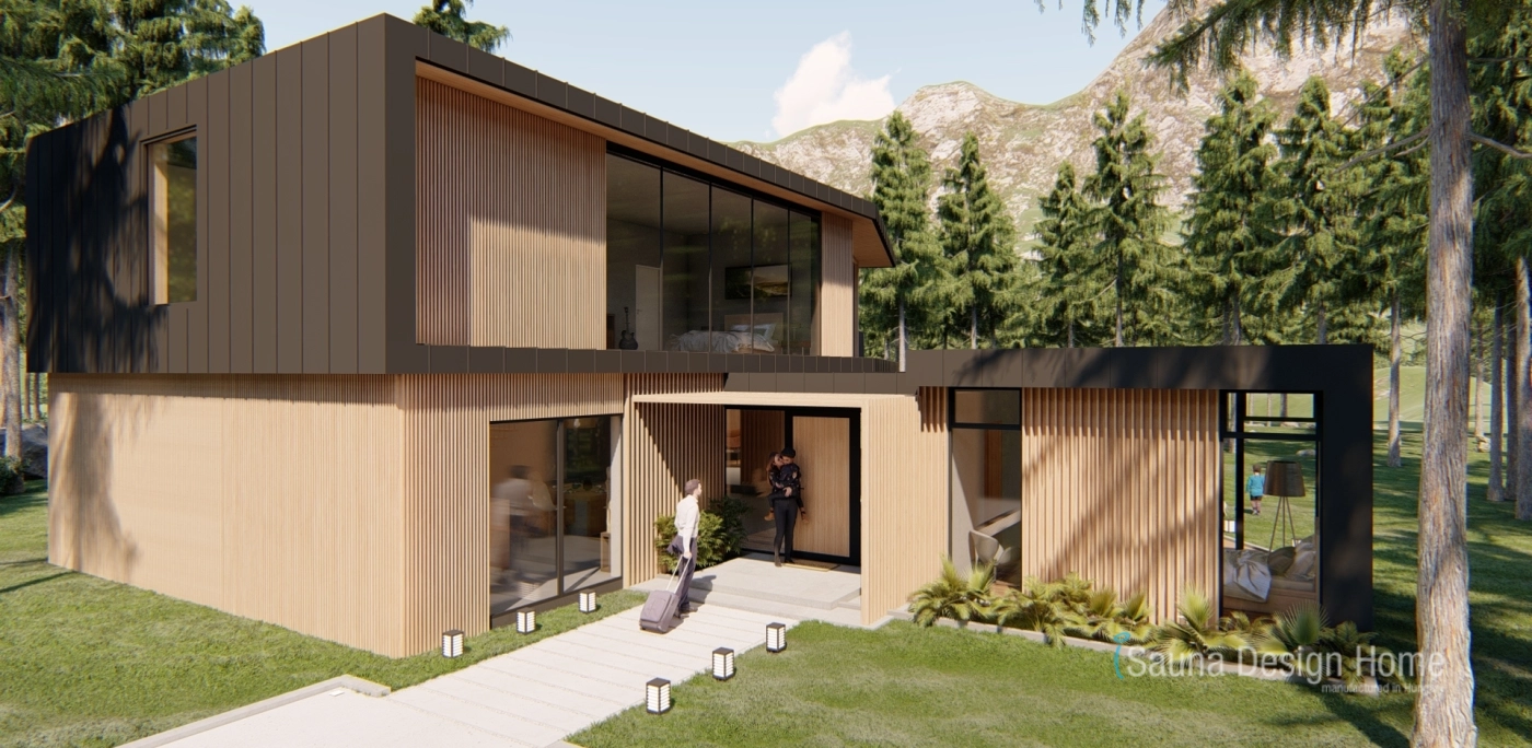 Fa homlokzatok kültéren