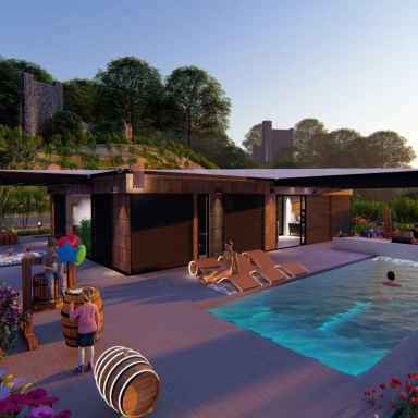 szauna ház - medencével