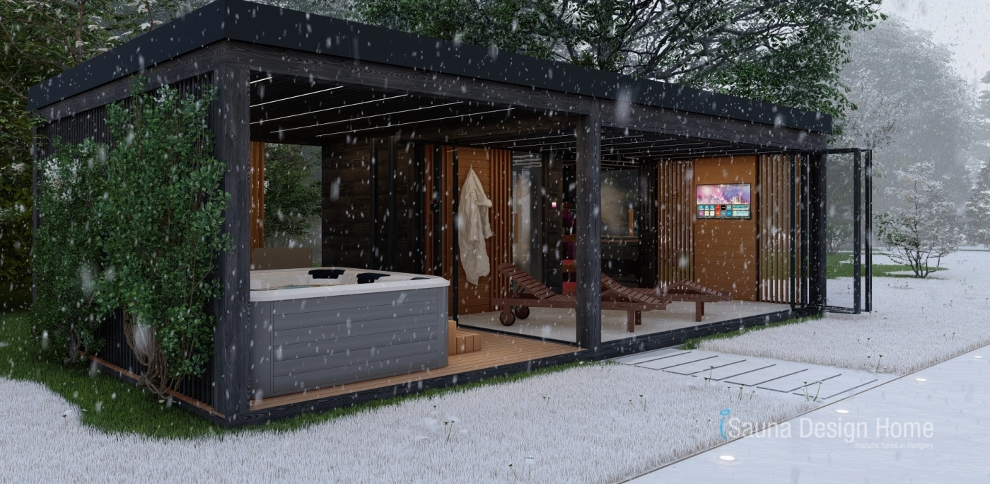 Szaunaház jakuzzival