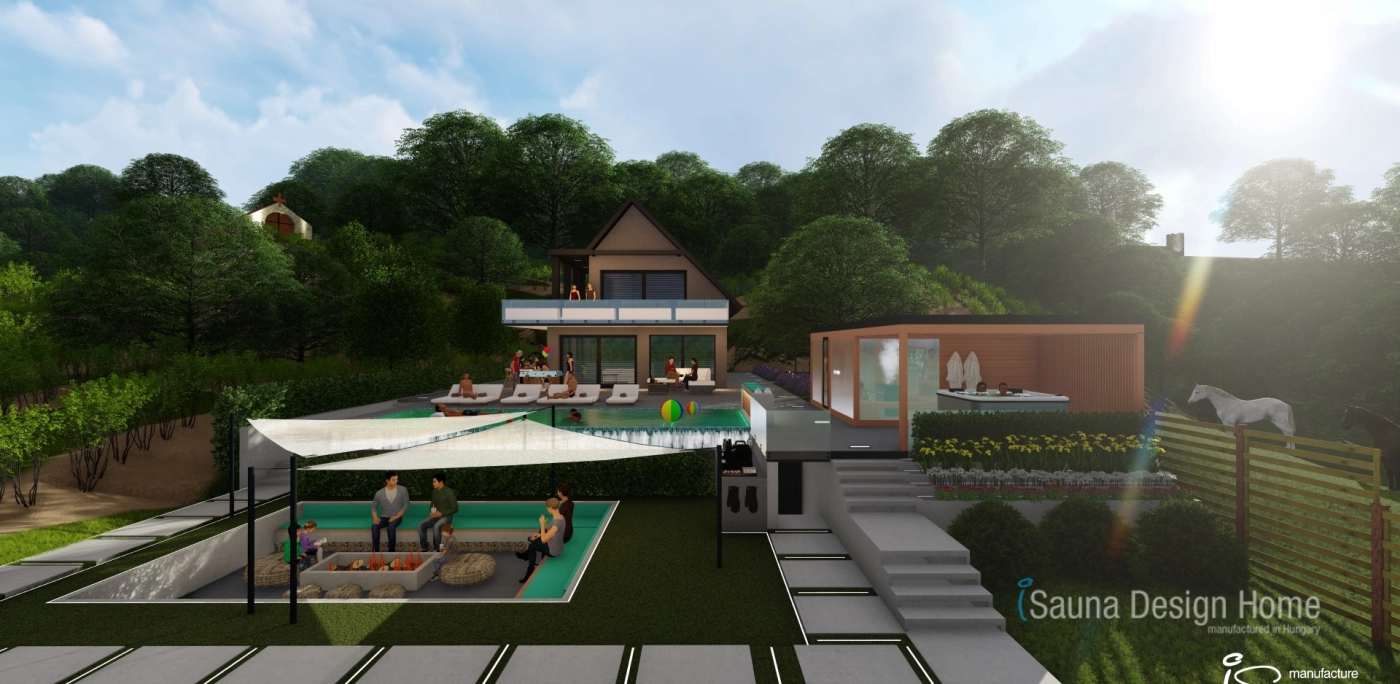 kültéri szaunaház látványkép